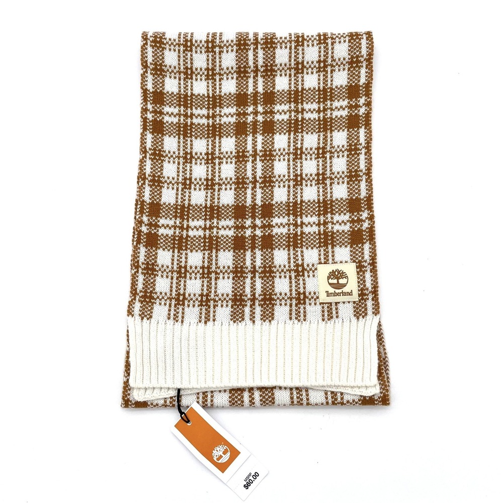 NWT Timberland Cozy Fall Orange / Off-White Adult Unisex Acrylic Scarf One Size